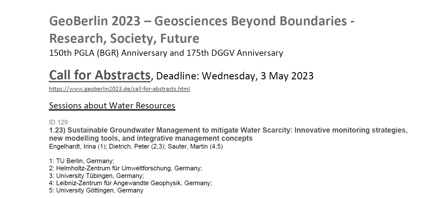 Call for Abstracts GeoBerlin 2023 Geosciences Beyond Boundaries